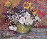 Still life with roses and sunflowers by Vincent van Gogh
